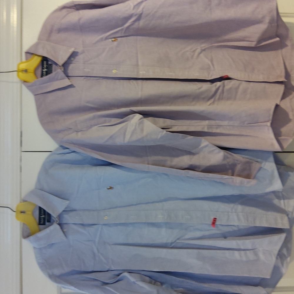 2 -RALPH LAUREN mens 100% cotton button down shirts